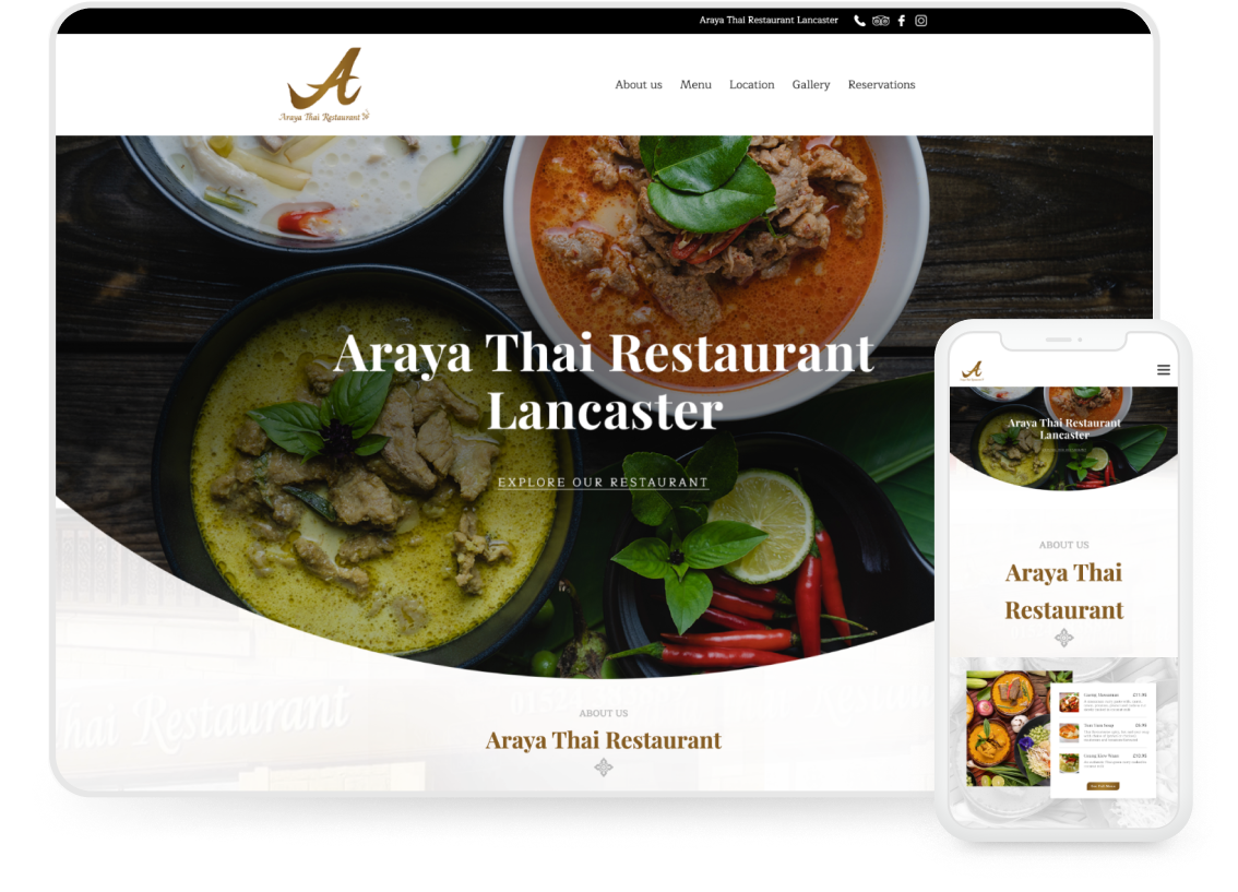Design Business Websites for Araya Thai Restaurant